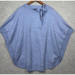 Talbots Womens Light Blue Poncho Sweater‎ L Tie Neck